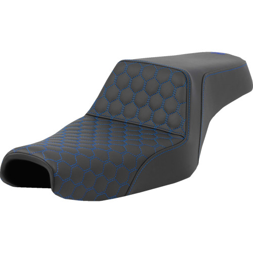 Saddlemen 2004-2006 Harley-Davidson 1200 Roadster XLR Step-Up Seat - Honeycomb - Blue Stitching - 3.3 Gal Tank - Sportster '04-'22 Image 1